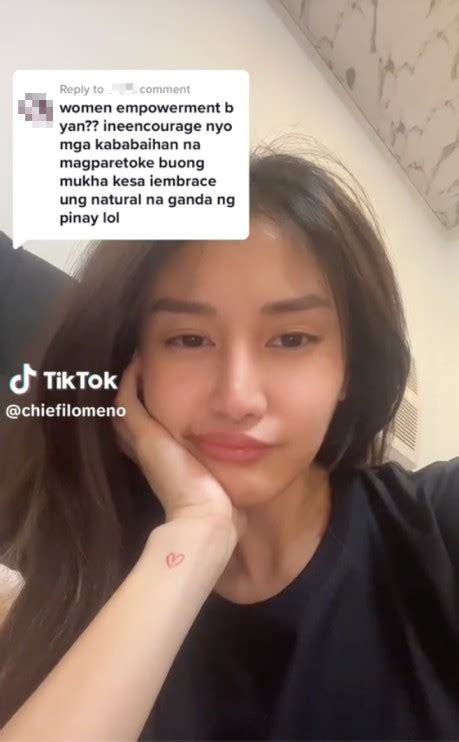 pinay tinamuran sa mukha|Chie Filomeno responds to a netizen who asked if she has an .